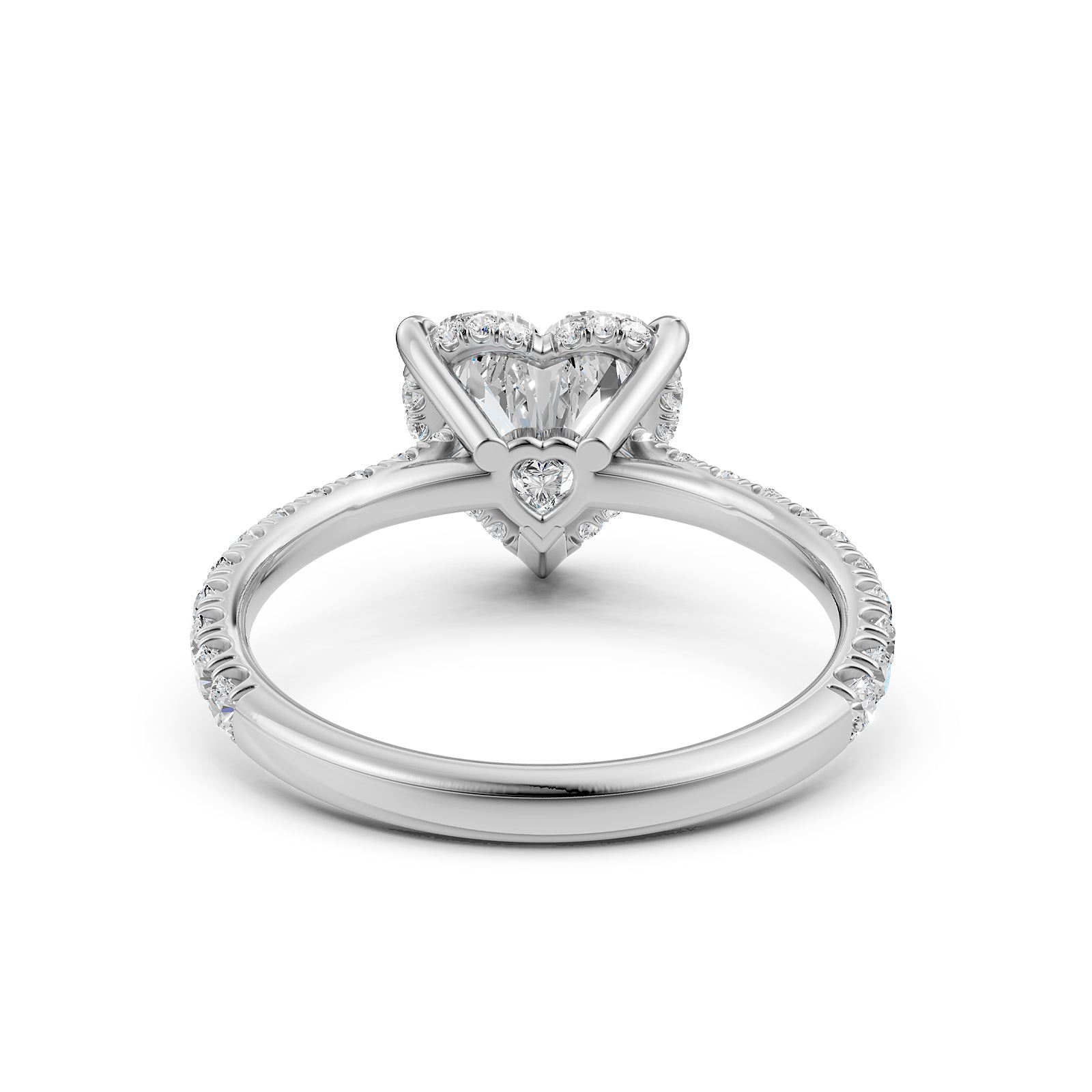 French U Pave Hidden Halo Heart Lab Grown Diamond Engagement Ring