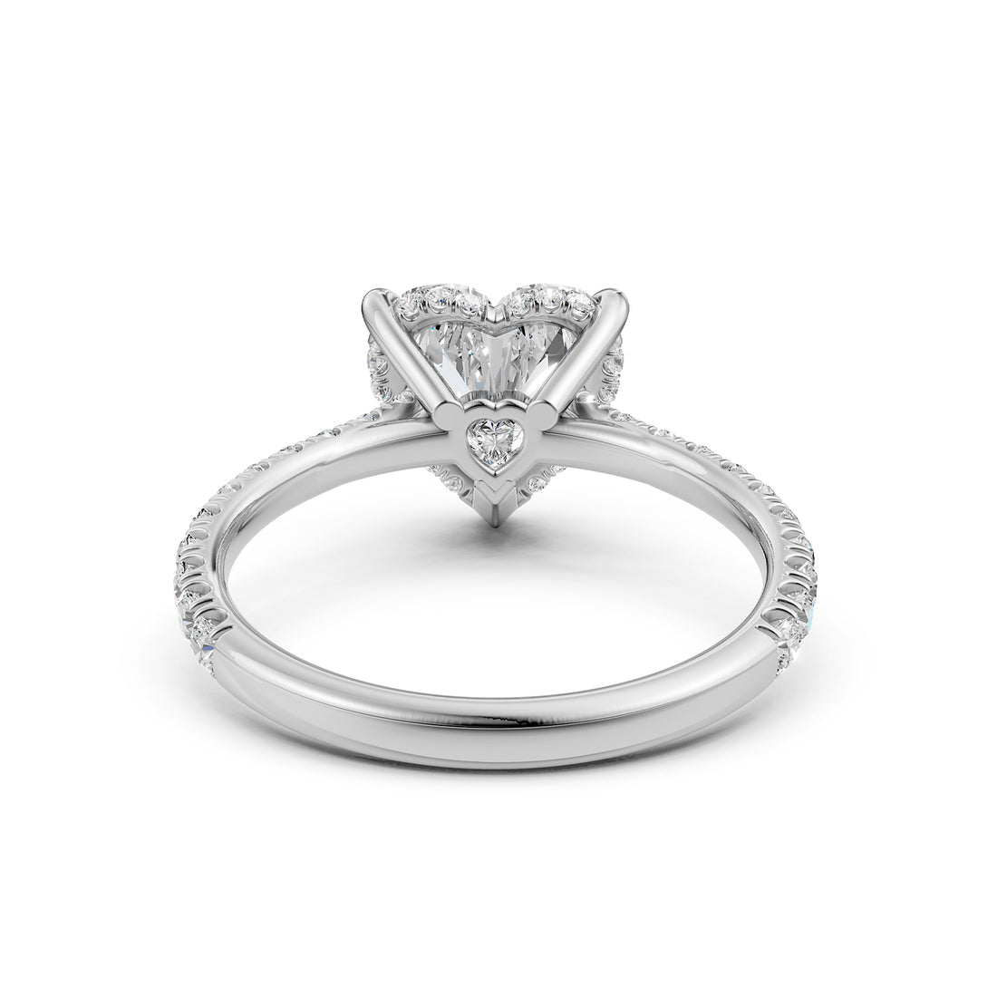 French U Pave Hidden Halo Heart Lab Grown Diamond Engagement Ring