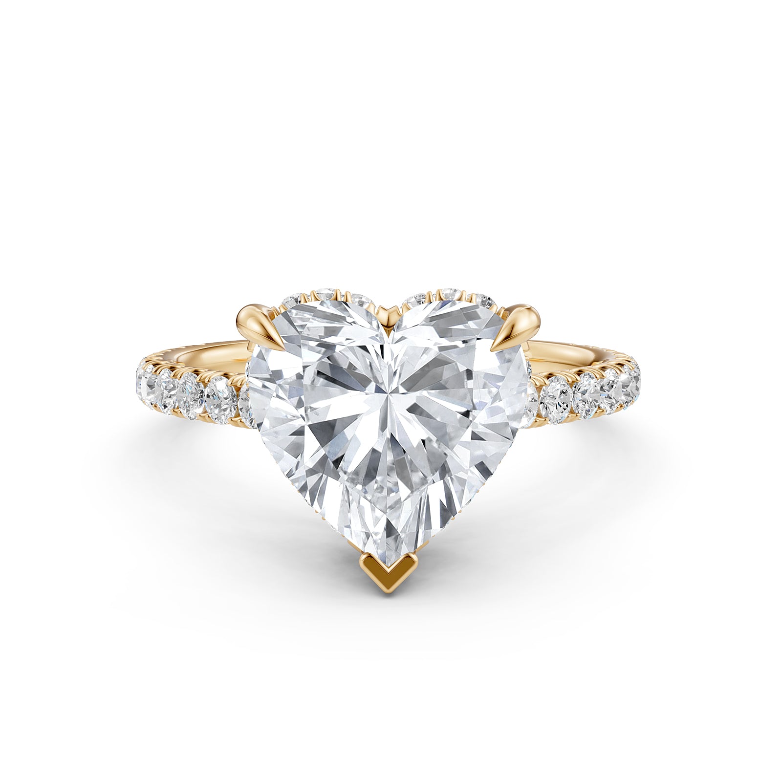 French U Pave Hidden Halo Heart Lab Grown Diamond Engagement Ring