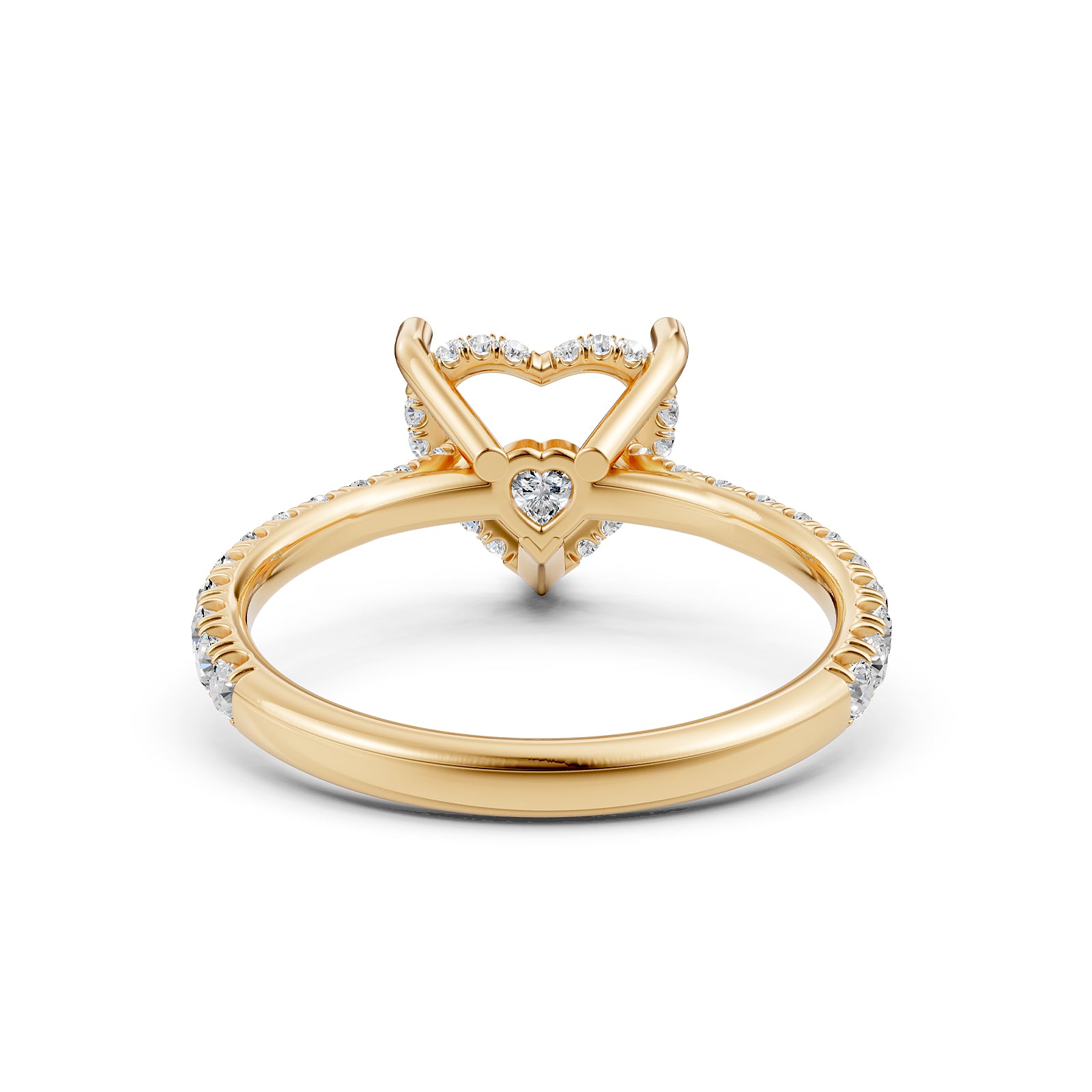 French U Pave Set Hidden Halo Lab Grown Diamond Semi Mount Engagement Ring 0.52 Ct.