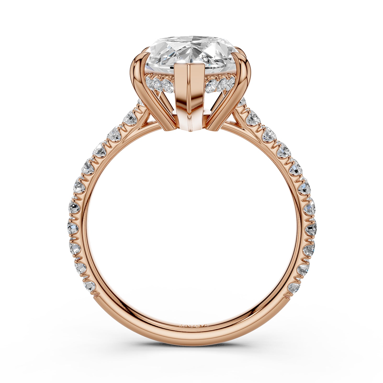 French U Pave Set Hidden Halo Lab Grown Diamond Engagement Ring IGI Certified 3.52 Ctw.