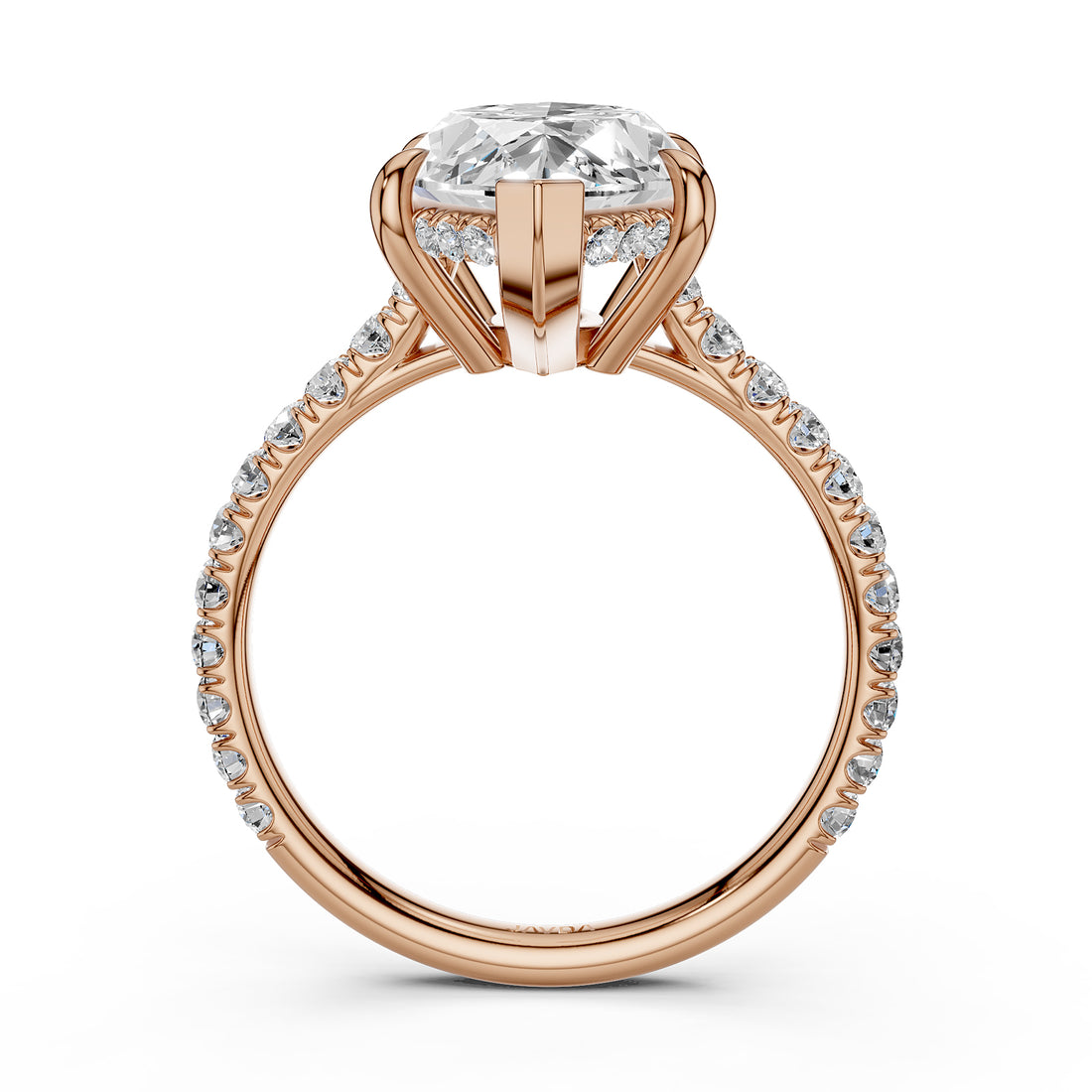 French U Pave Set Hidden Halo Lab Grown Diamond Engagement Ring IGI Certified 3.52 Ctw.