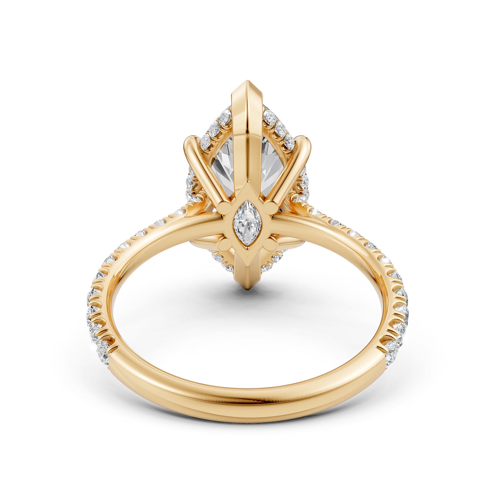 French U Pave Set Hidden Halo Lab Grown Diamond Engagement Ring IGI Certified 3.52 Ctw.