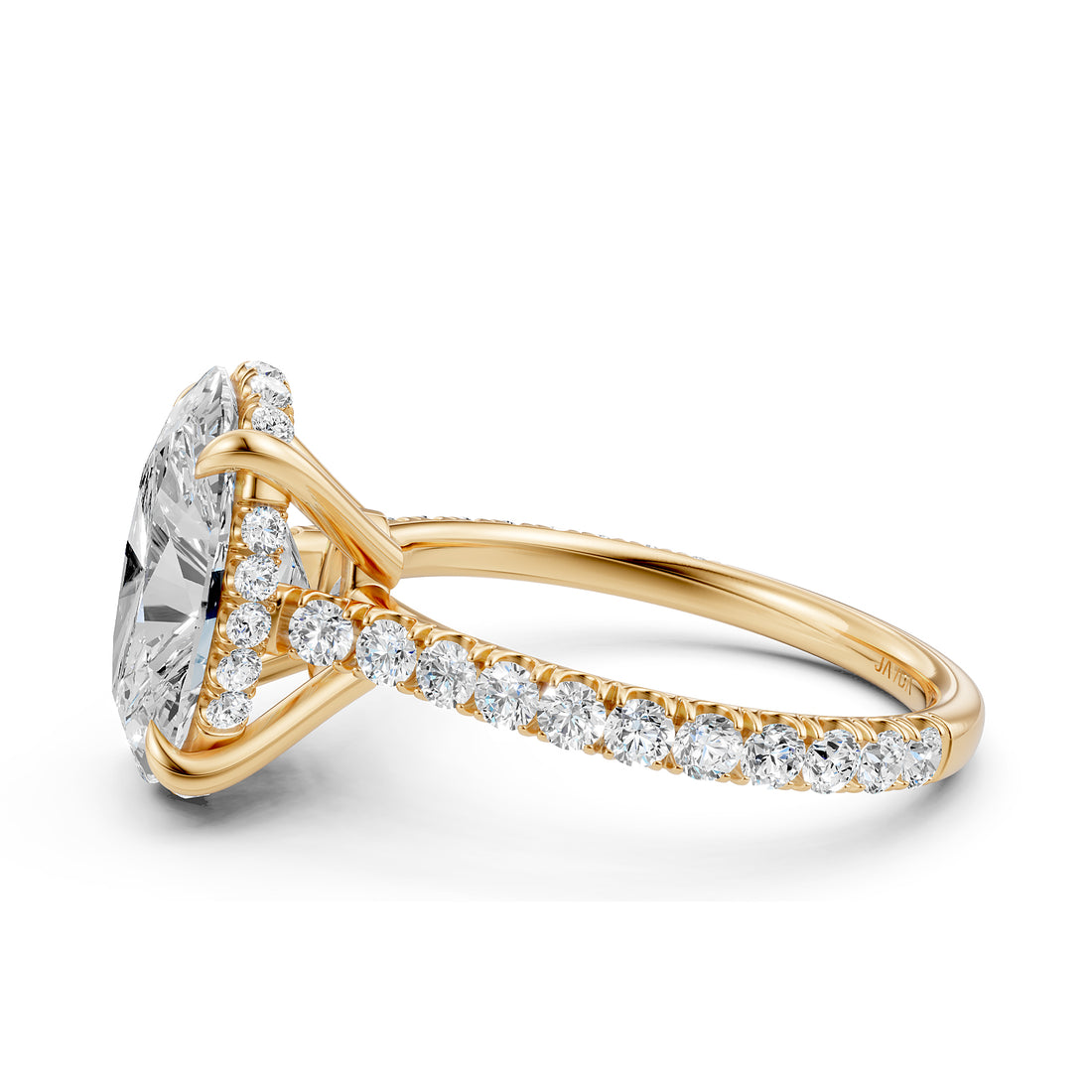 French U Pave Set Hidden Halo Lab Grown Diamond Engagement Ring IGI Certified 3.52 Ctw.