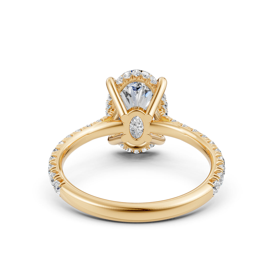 French U Pave Set Hidden Halo Lab Grown Diamond Engagement Ring IGI Certified 3.52 Ctw.