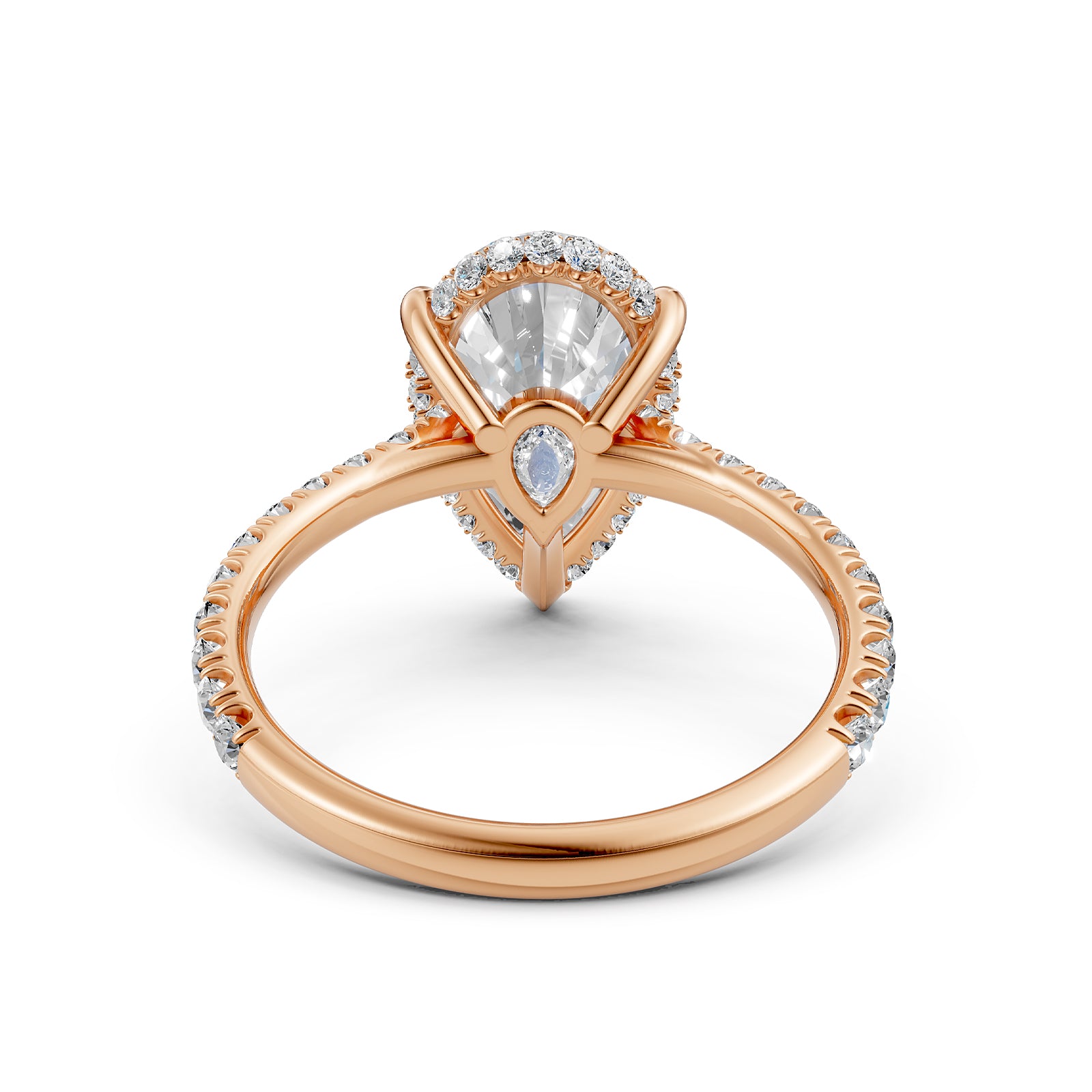 French U Pave Set Hidden Halo Lab Grown Diamond Engagement Ring IGI Certified 3.52 Ctw.