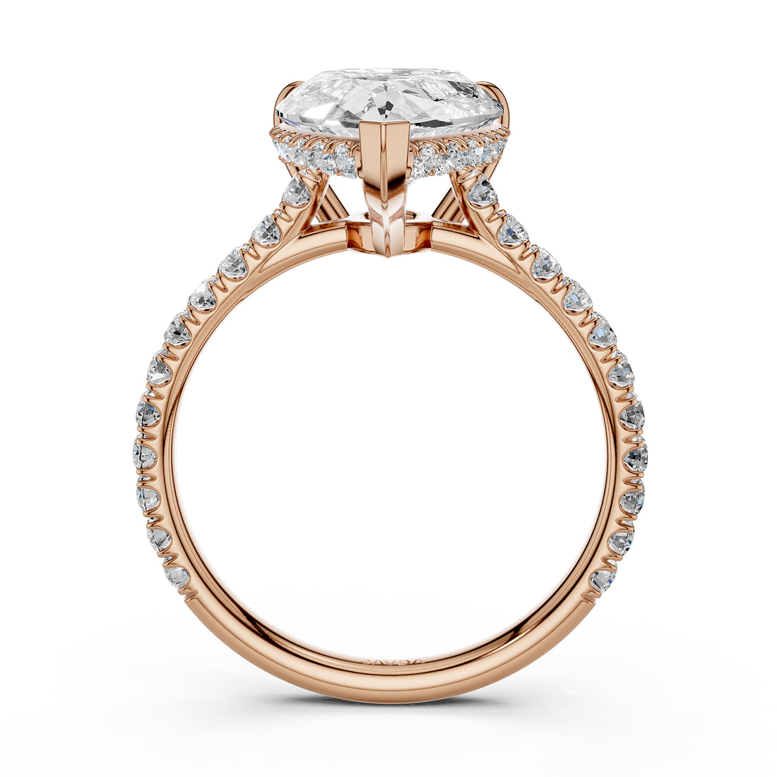 French U Pave Set Hidden Halo Lab Grown Diamond Engagement Ring IGI Certified 3.52 Ctw.