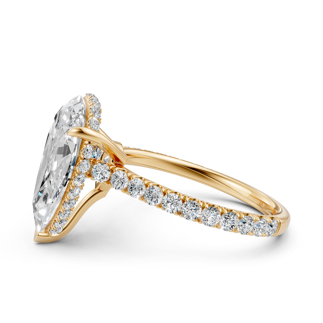 French U Pave Set Hidden Halo Lab Grown Diamond Engagement Ring IGI Certified 3.52 Ctw.