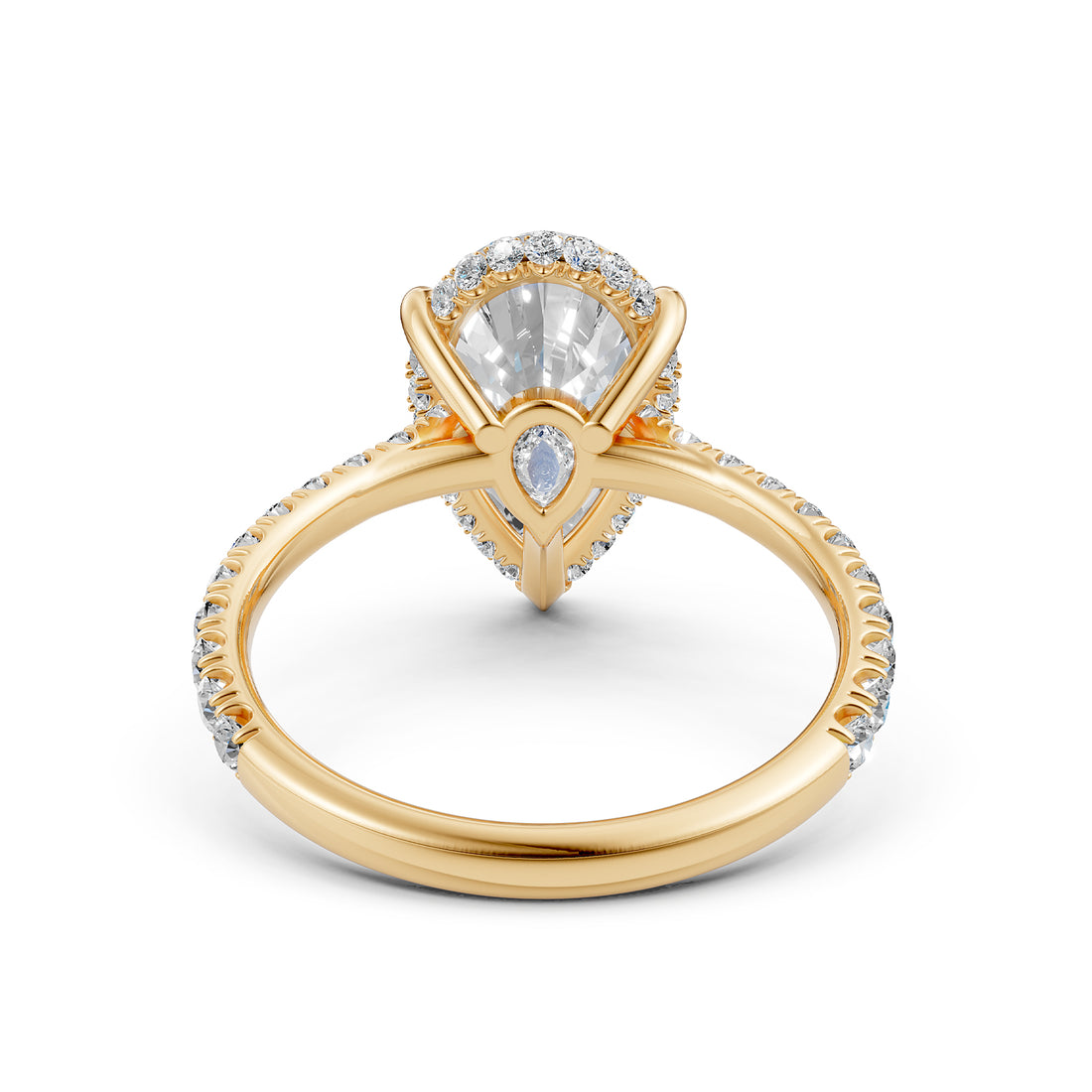 French U Pave Set Hidden Halo Lab Grown Diamond Engagement Ring IGI Certified 3.52 Ctw.