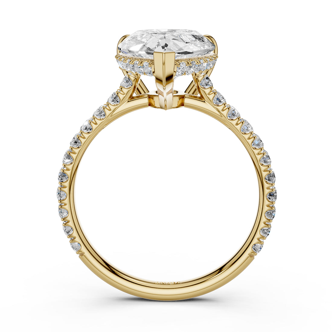 French U Pave Set Hidden Halo Lab Grown Diamond Engagement Ring IGI Certified 3.52 Ctw.