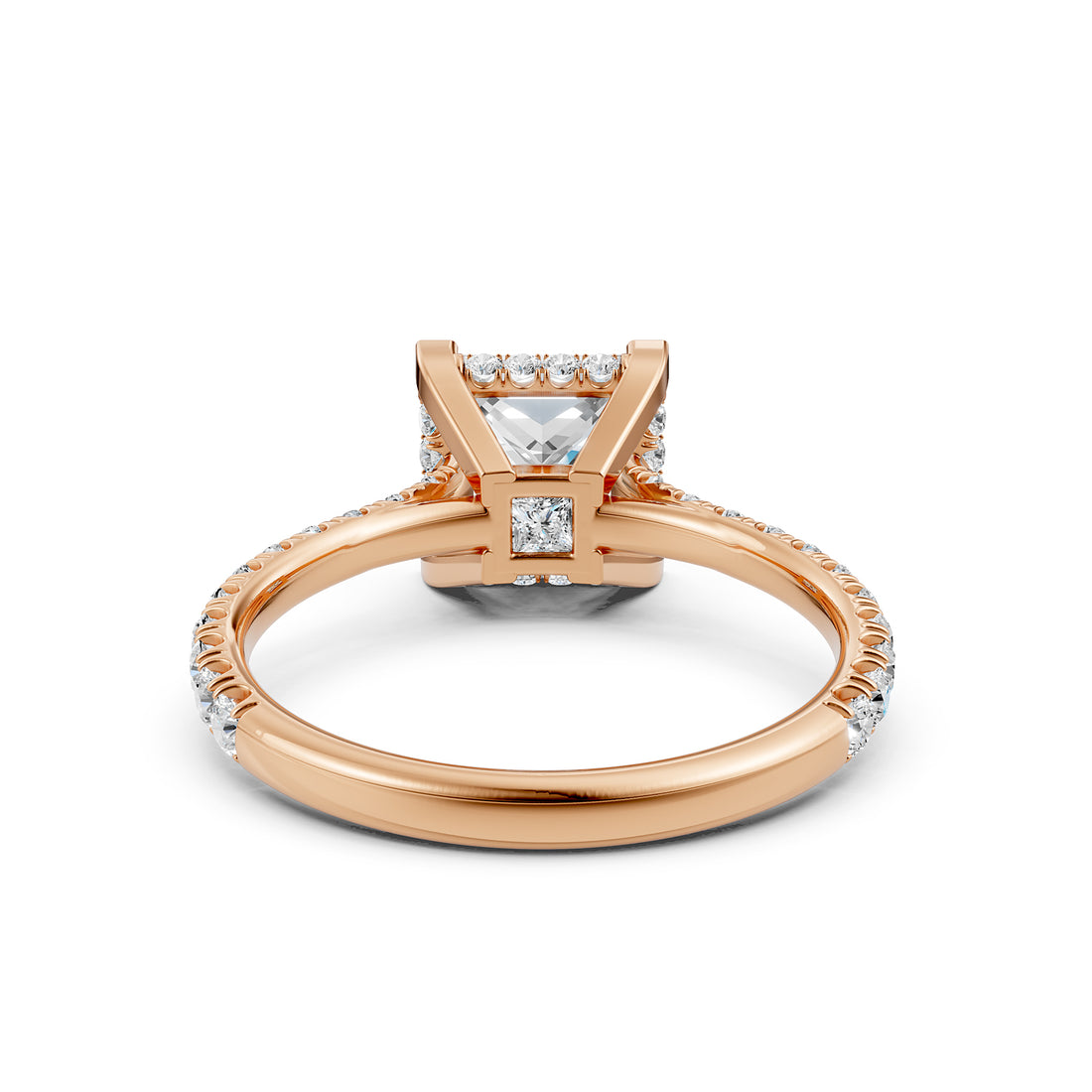 French U Pave Hidden Halo Lab Grown Diamond Princess Engagement Ring