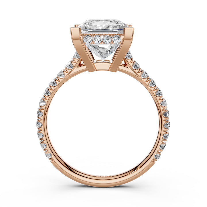 French U Pave Hidden Halo Lab Grown Diamond Princess Engagement Ring