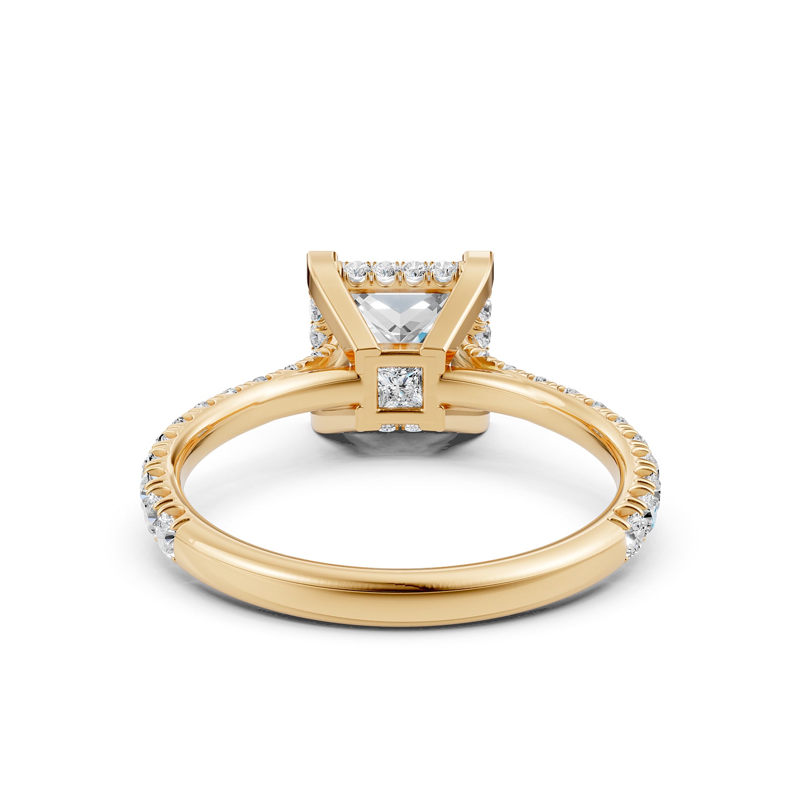 French U Pave Hidden Halo Lab Grown Diamond Princess Engagement Ring