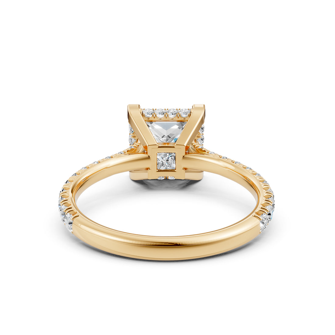 French U Pave Hidden Halo Lab Grown Diamond Princess Engagement Ring