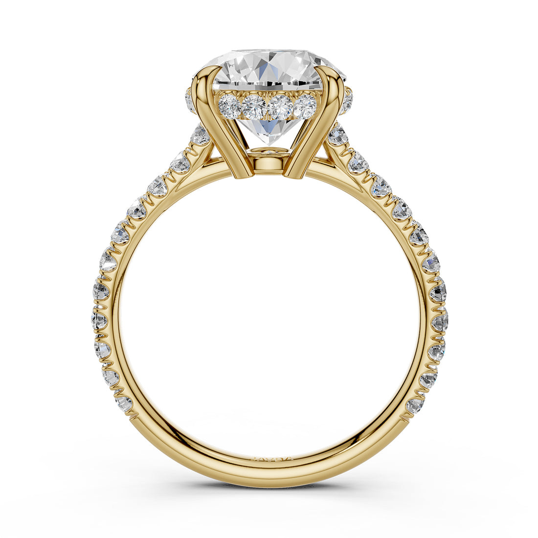 French U Pave Set Hidden Halo Lab Grown Diamond Engagement Ring IGI Certified 3.52 Ctw.