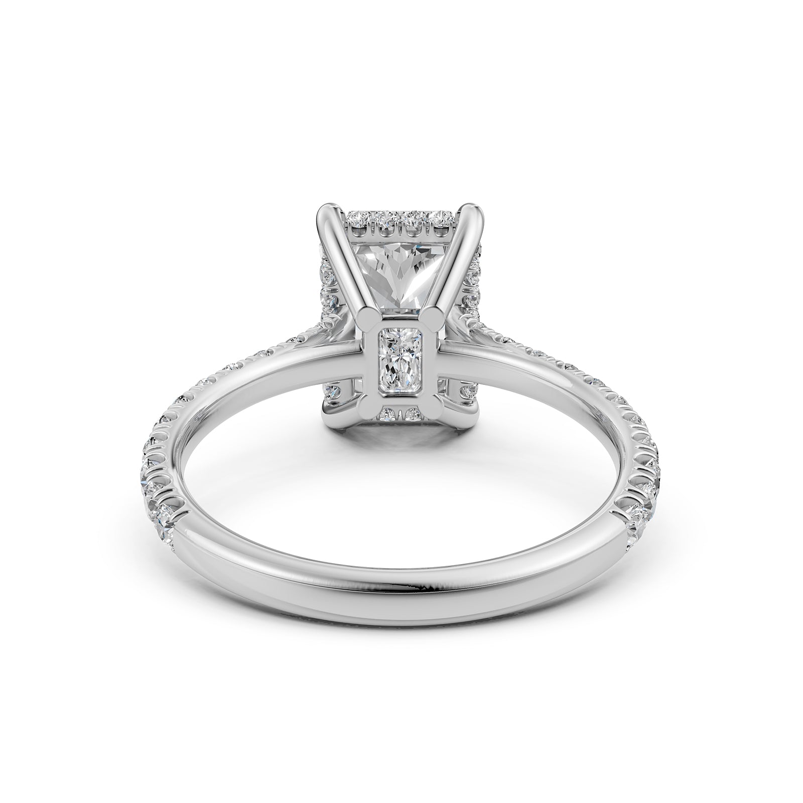 French U Pave Set Hidden Halo Lab Grown Diamond Engagement Ring IGI Certified 3.52 Ctw.