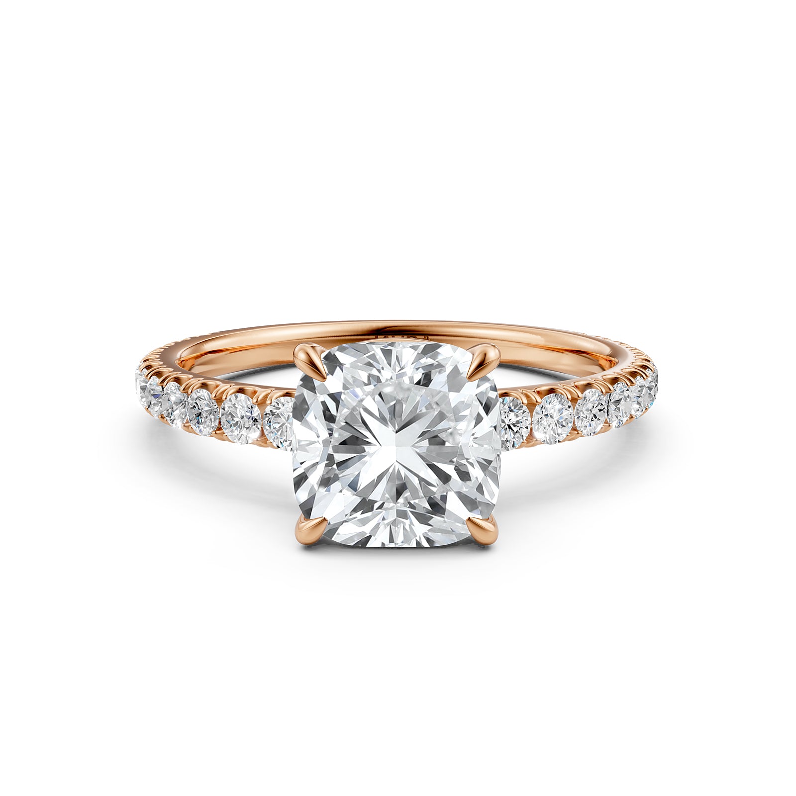 French U Pave Set Lab Grown Diamond Engagement Ring IGI Certified 1.50 Ctw.
