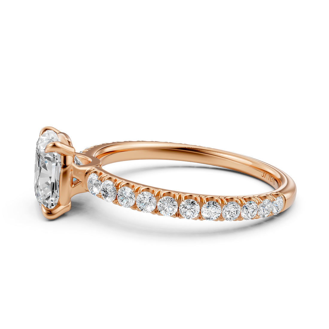 French U Pave Set Lab Grown Diamond Engagement Ring IGI Certified 1.50 Ctw.