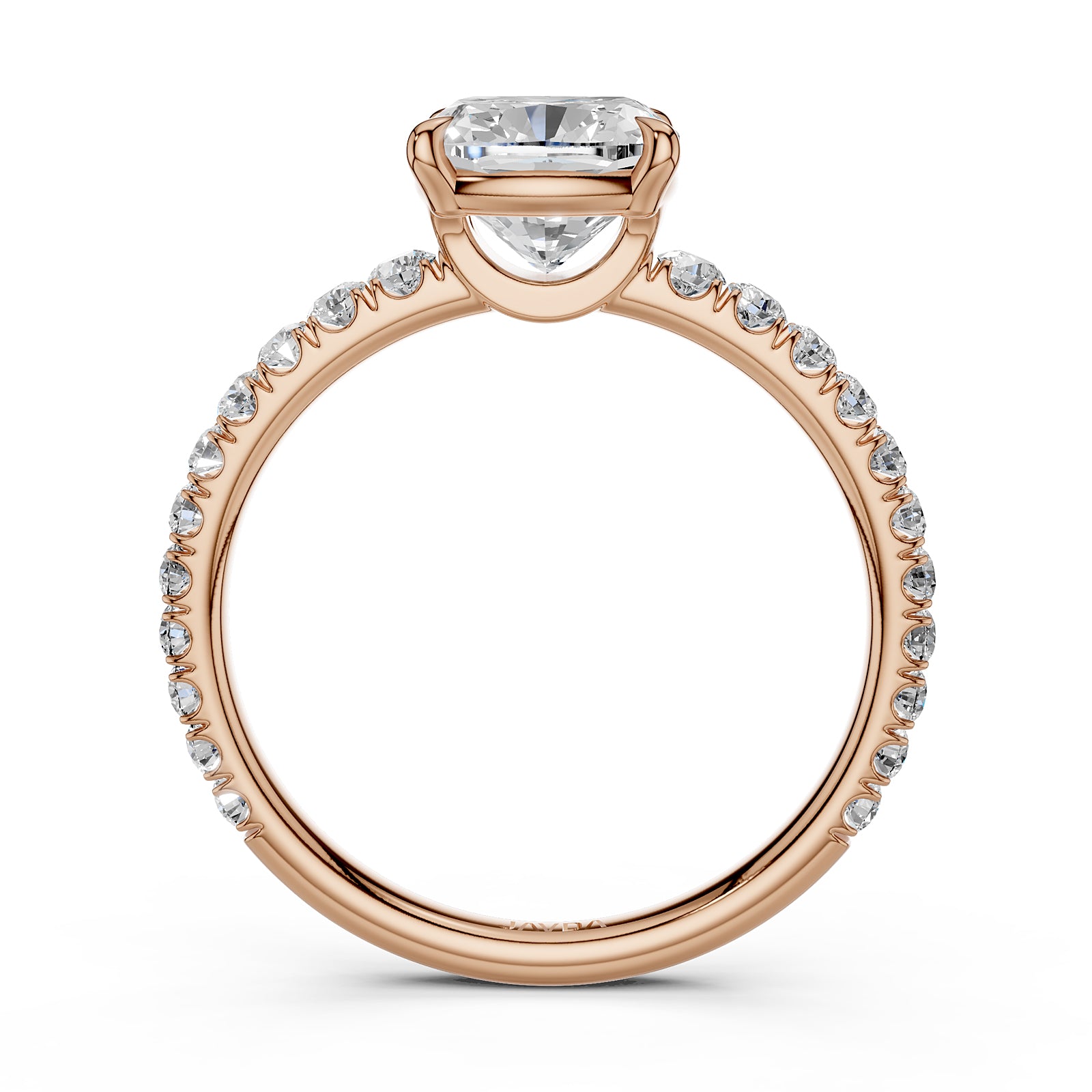 Cushion Cut Lab Grown Diamond Engagement French U Pave Set Ring