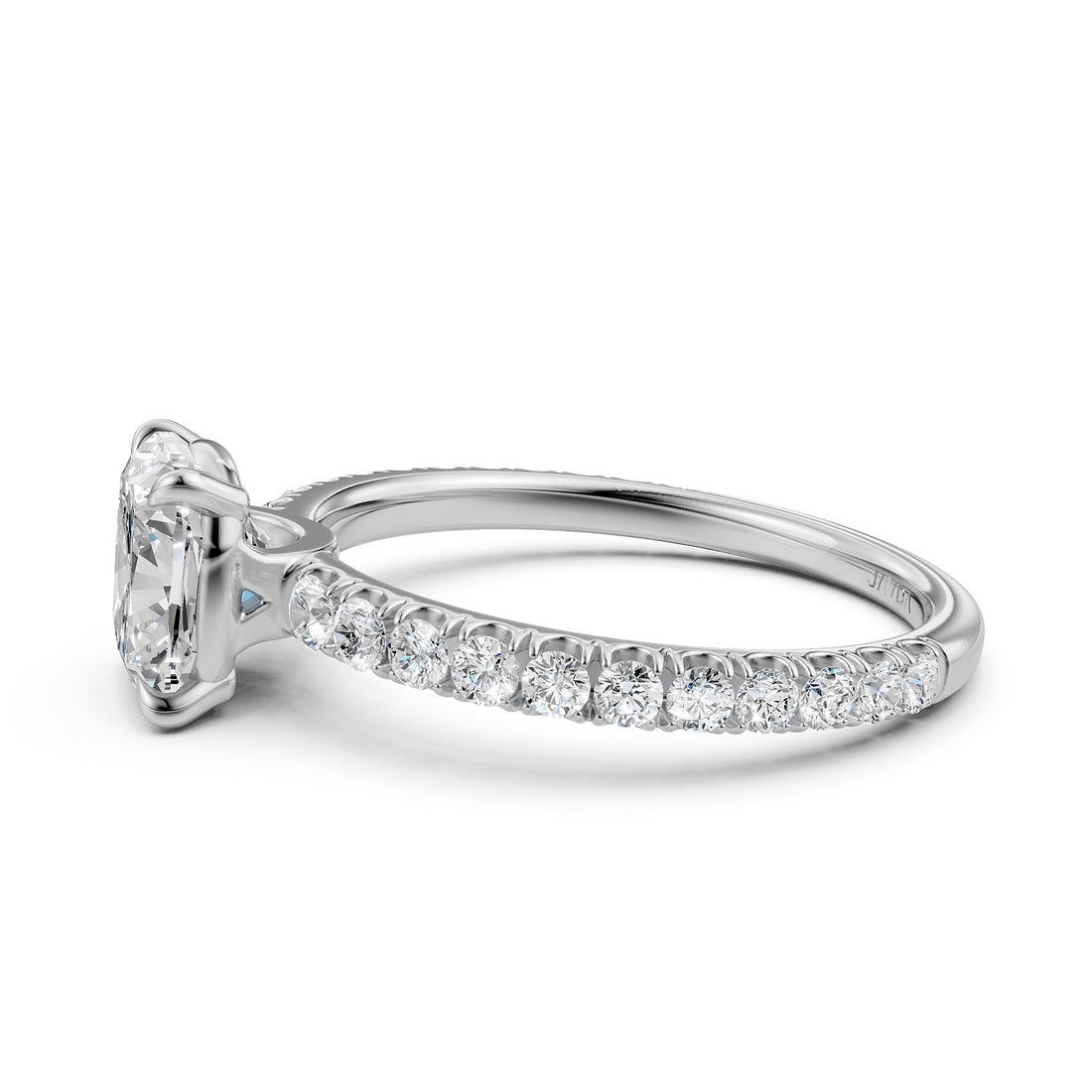 French U Pave Set Lab Grown Diamond Engagement Ring IGI Certified 1.50 Ctw.