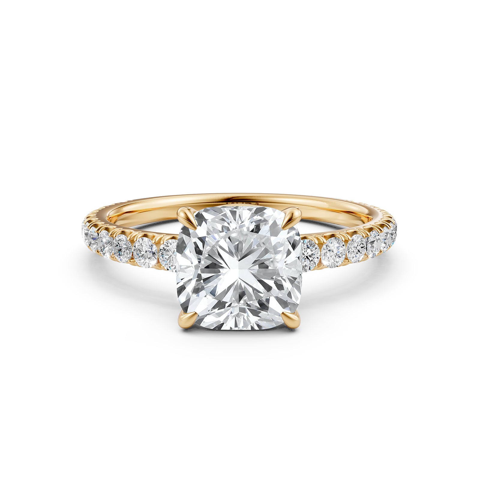French U Pave Set Lab Grown Diamond Engagement Ring IGI Certified 1.50 Ctw.