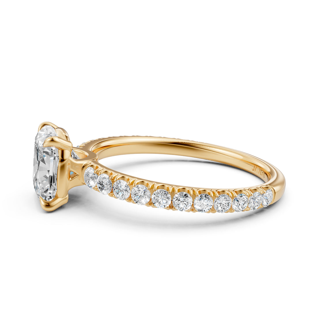 French U Pave Set Lab Grown Diamond Engagement Ring IGI Certified 1.50 Ctw.