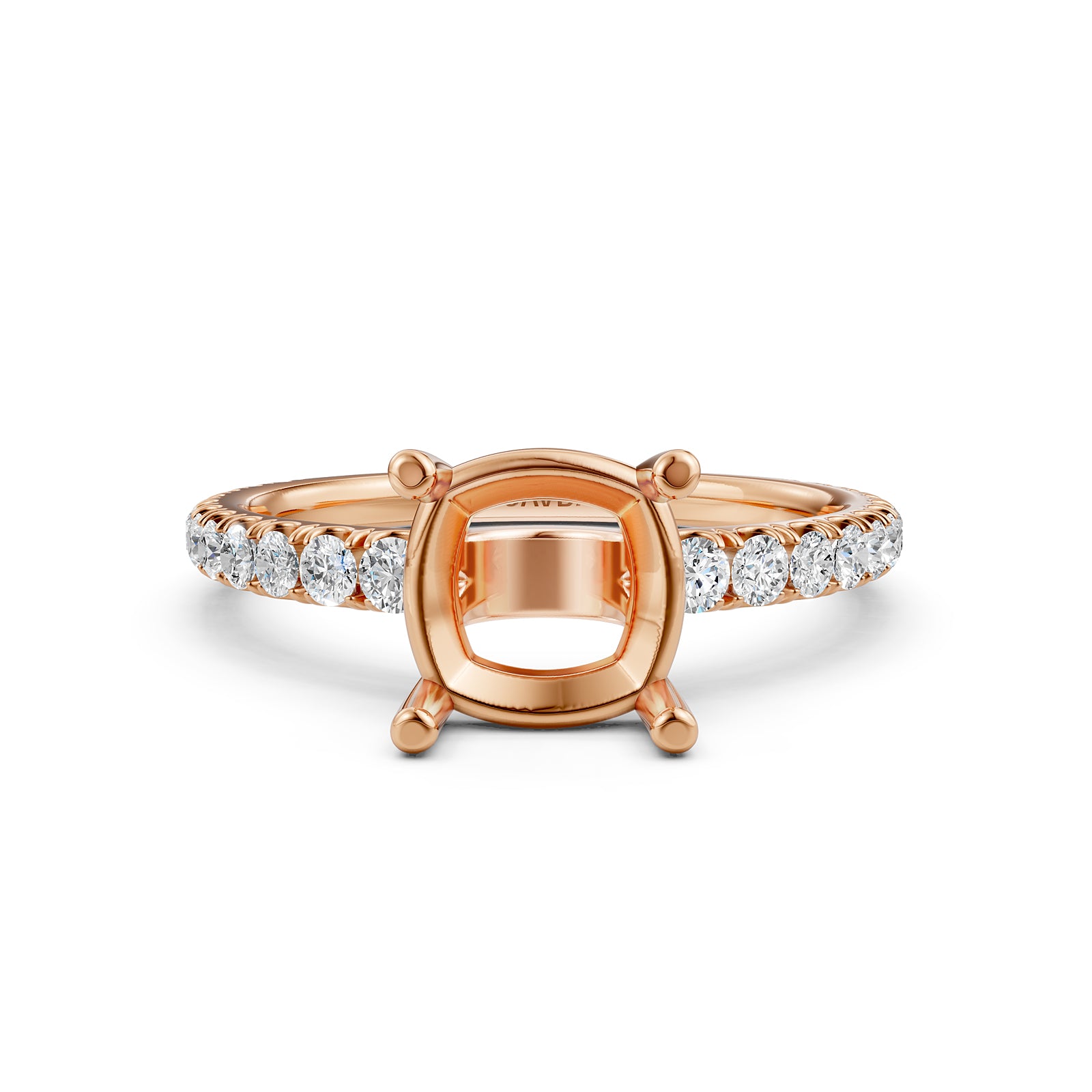 French U Pave Set Lab Grown Diamond Semi Mount Engagement Ring 0.50 Ct.