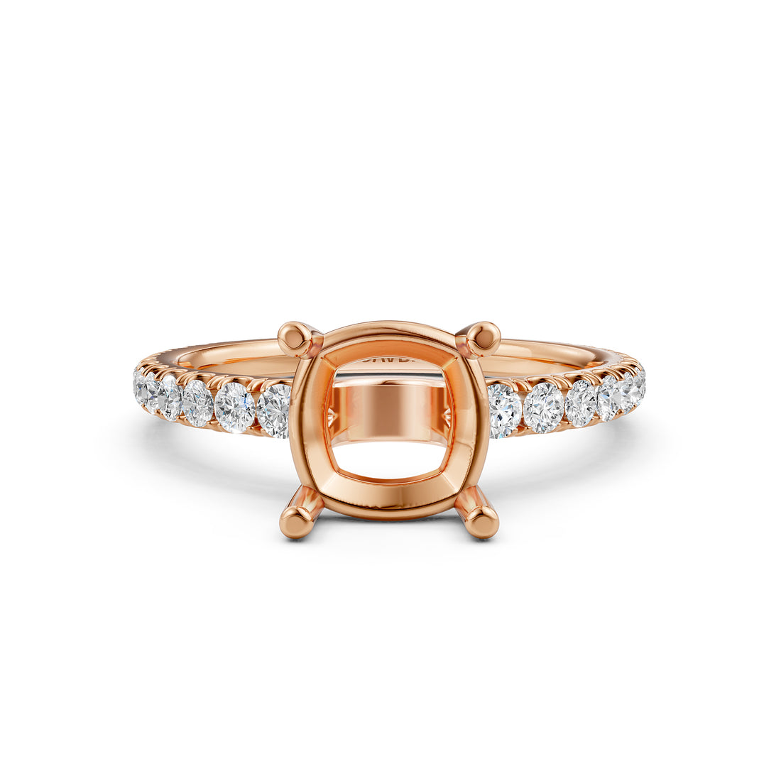 French U Pave Set Lab Grown Diamond Semi Mount Engagement Ring 0.50 Ct.
