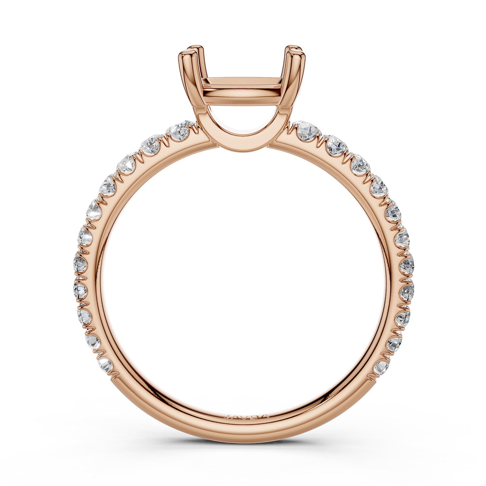 French U Pave Set Lab Grown Diamond Semi Mount Engagement Ring 0.50 Ct.