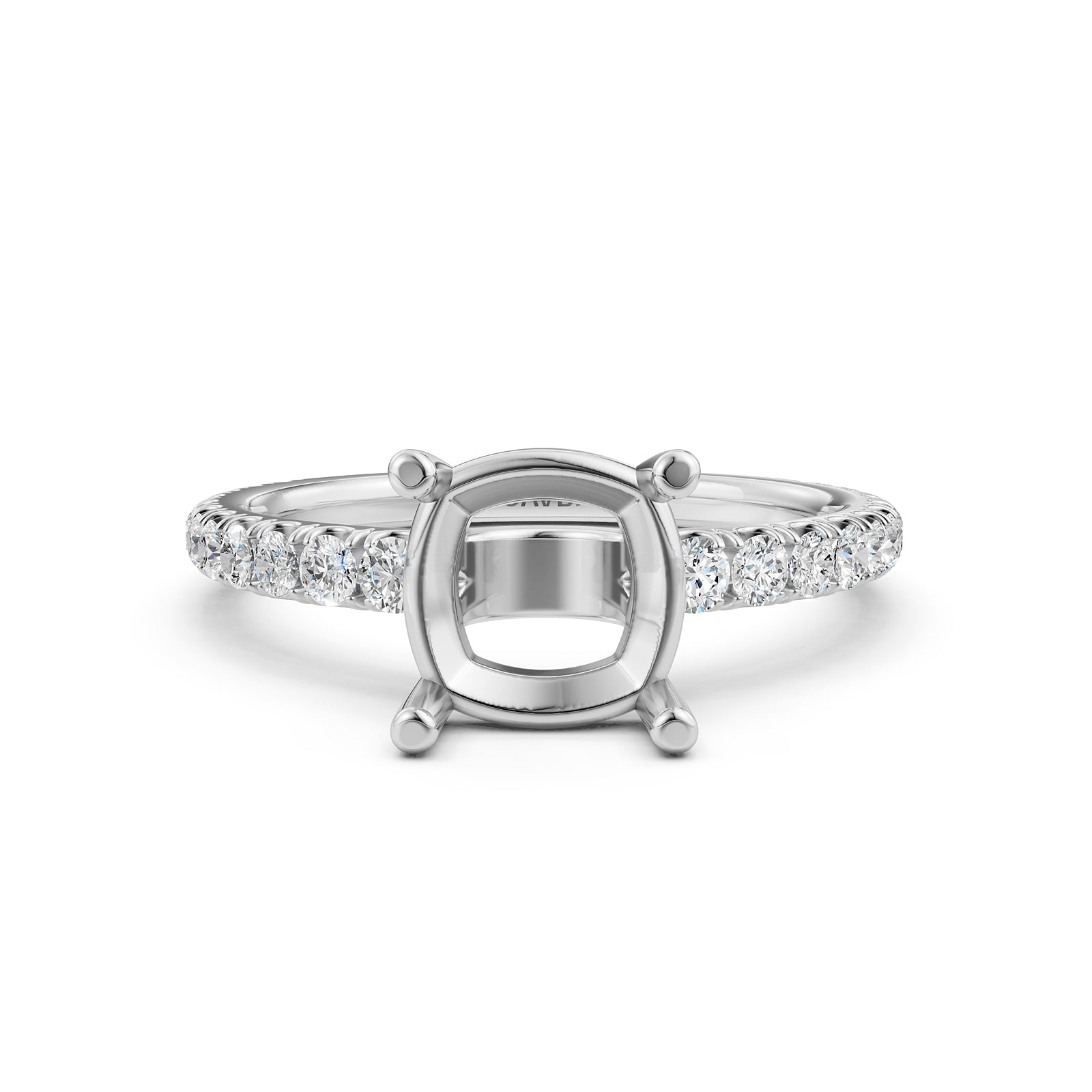 French U Pave Set Lab Grown Diamond Semi Mount Engagement Ring 0.50 Ct.