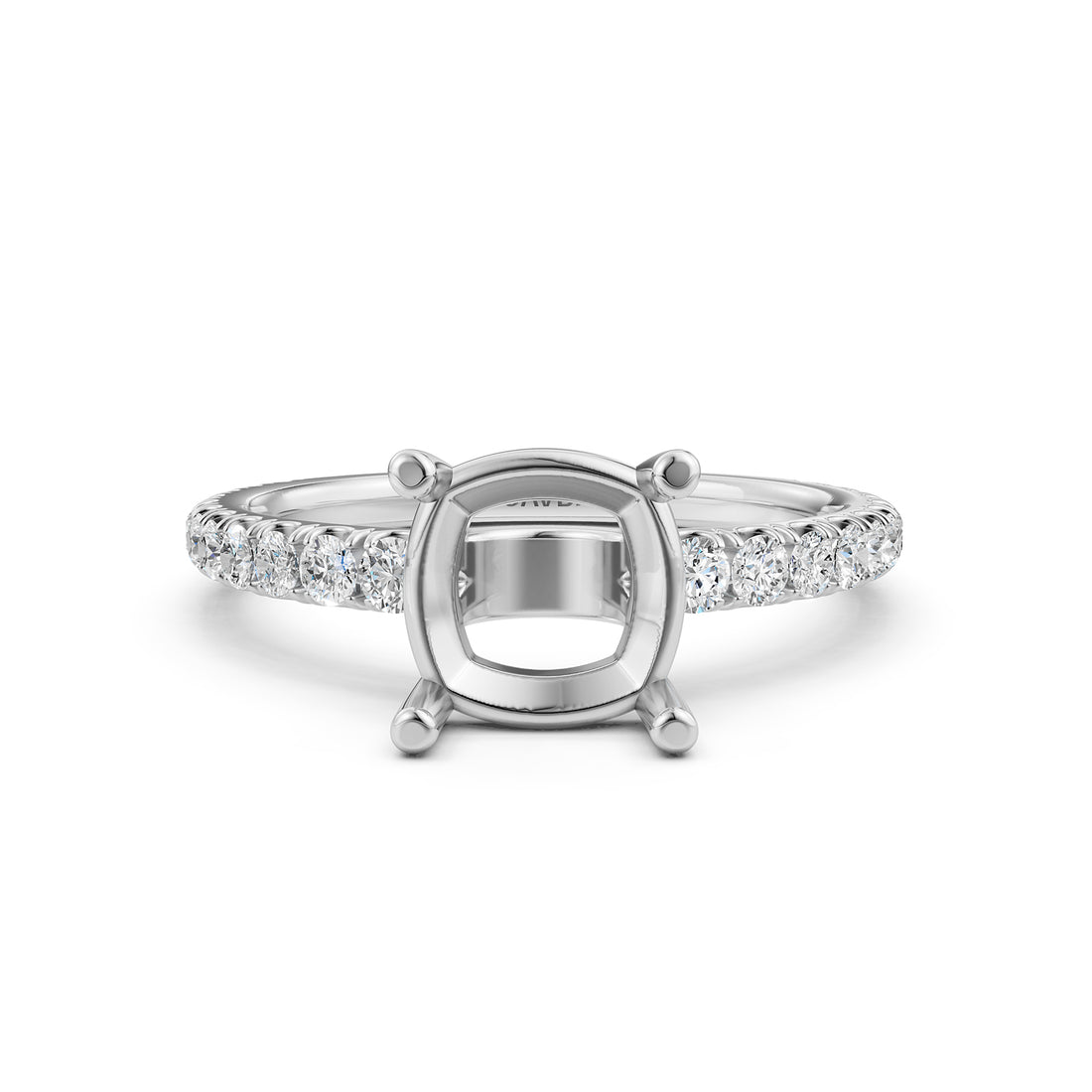 French U Pave Set Lab Grown Diamond Semi Mount Engagement Ring 0.50 Ct.