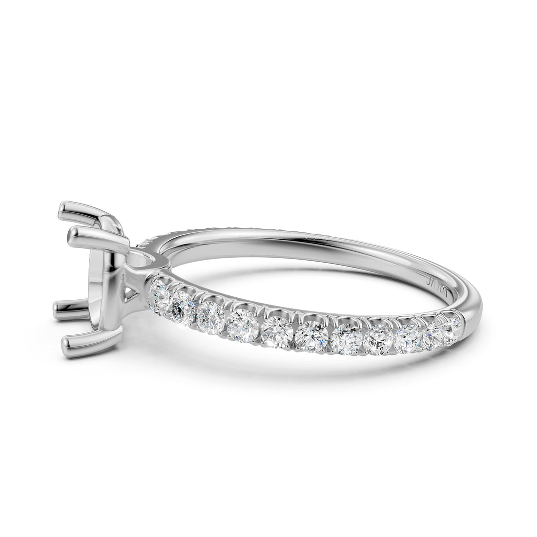 French U Pave Set Lab Grown Diamond Semi Mount Engagement Ring 0.50 Ct.