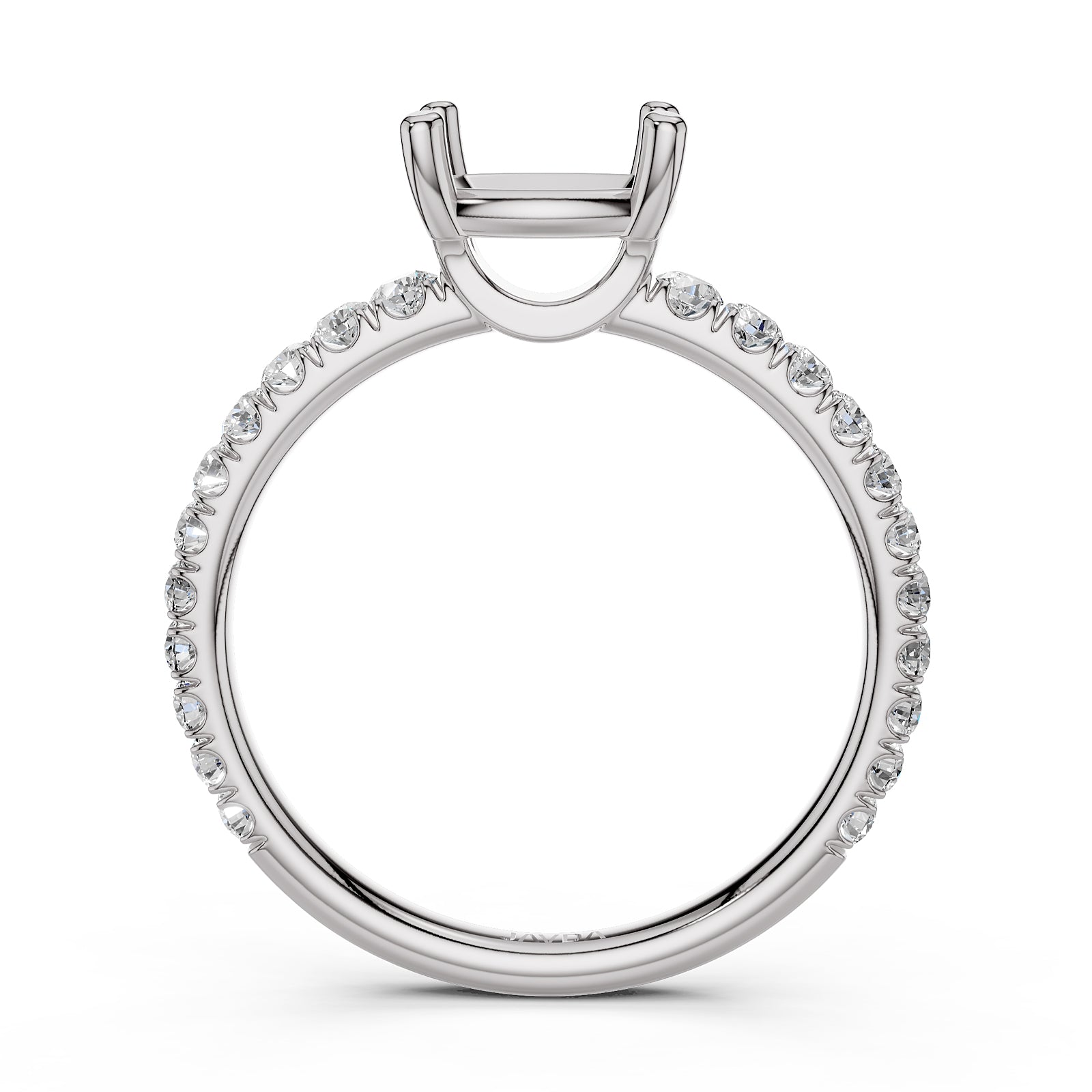 French U Pave Set Lab Grown Diamond Semi Mount Engagement Ring 0.50 Ct.