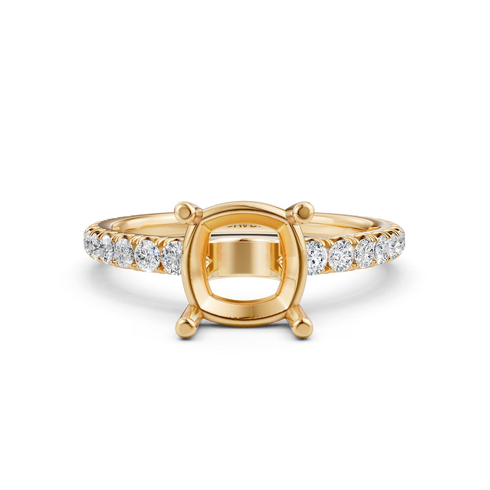 French U Pave Set Lab Grown Diamond Semi Mount Engagement Ring 0.50 Ct.