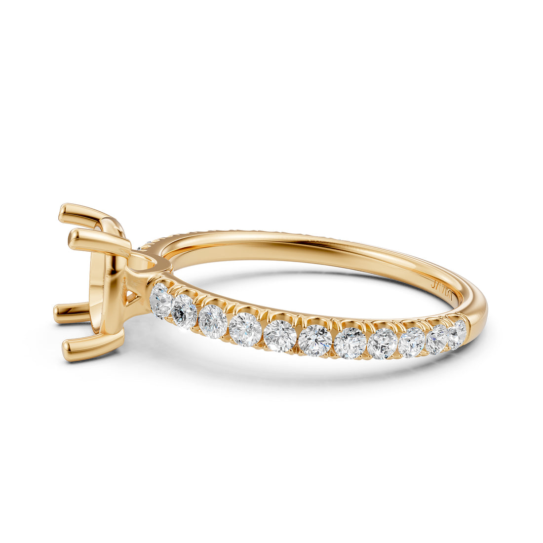 French U Pave Set Lab Grown Diamond Semi Mount Engagement Ring 0.50 Ct.