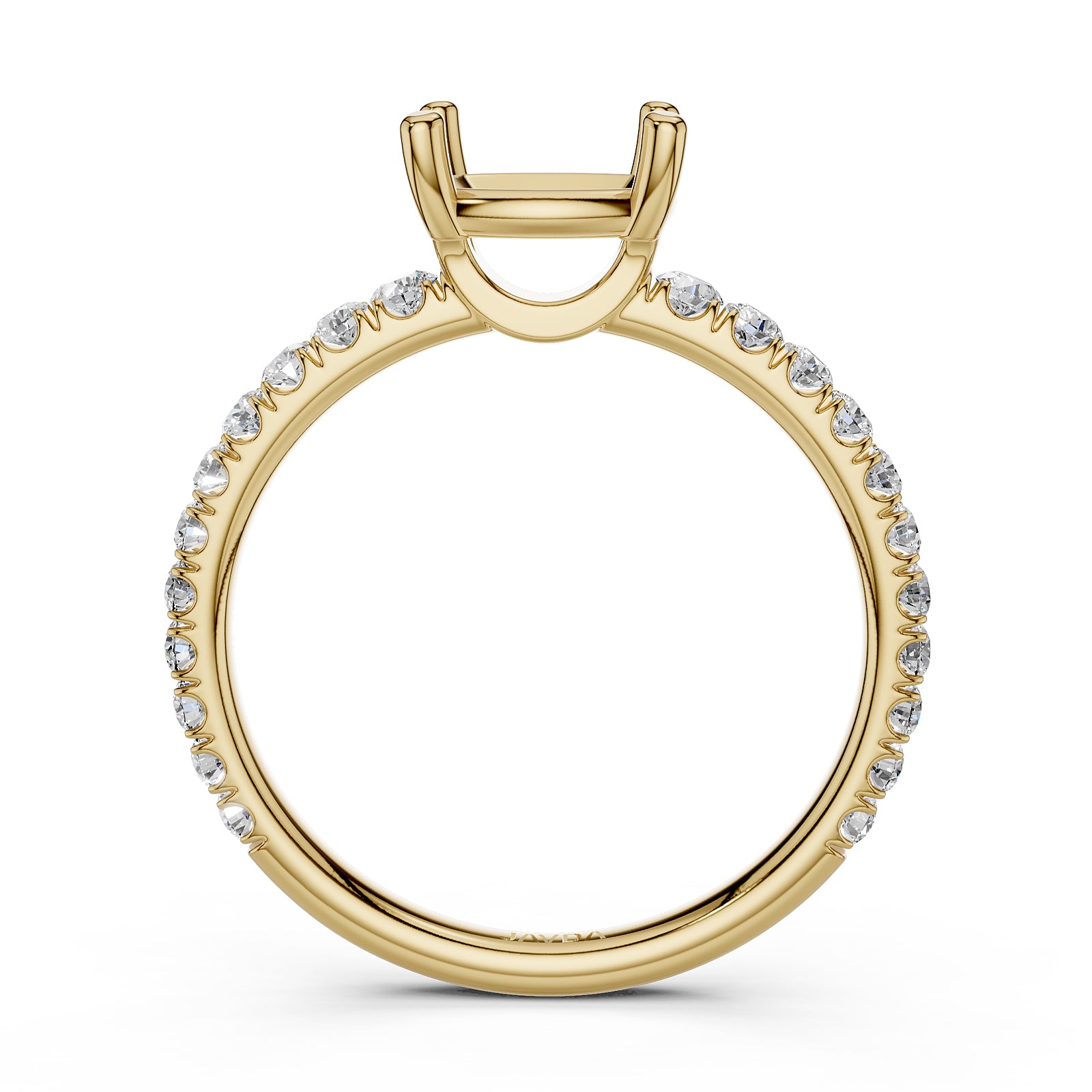 French U Pave Set Lab Grown Diamond Semi Mount Engagement Ring 0.50 Ct.