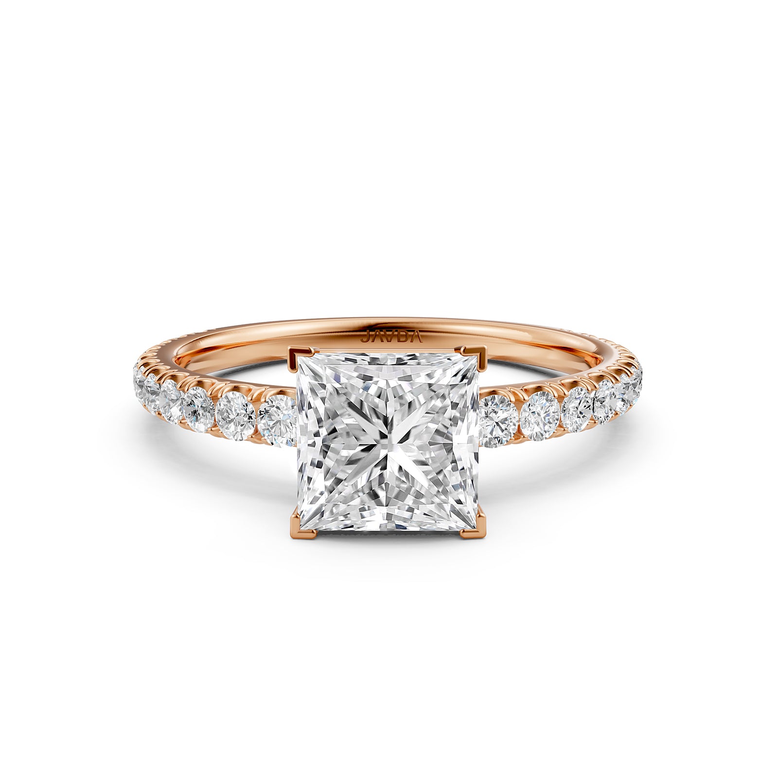 French U Pave Set Lab Grown Diamond Engagement Ring IGI Certified 1.50 Ctw.