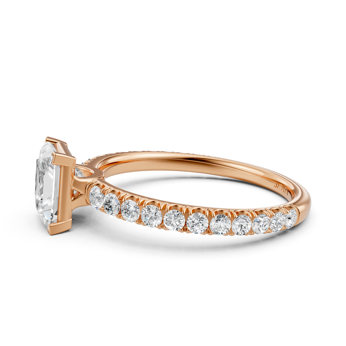 French U Pave Set Lab Grown Diamond Engagement Ring IGI Certified 1.50 Ctw.
