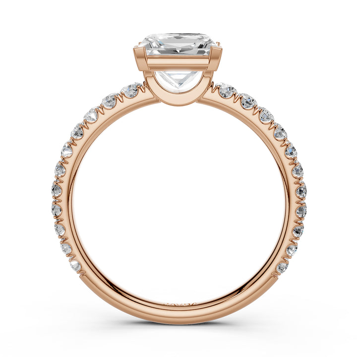 French U Pave Set Princess Lab Grown Diamond Engagement Ring