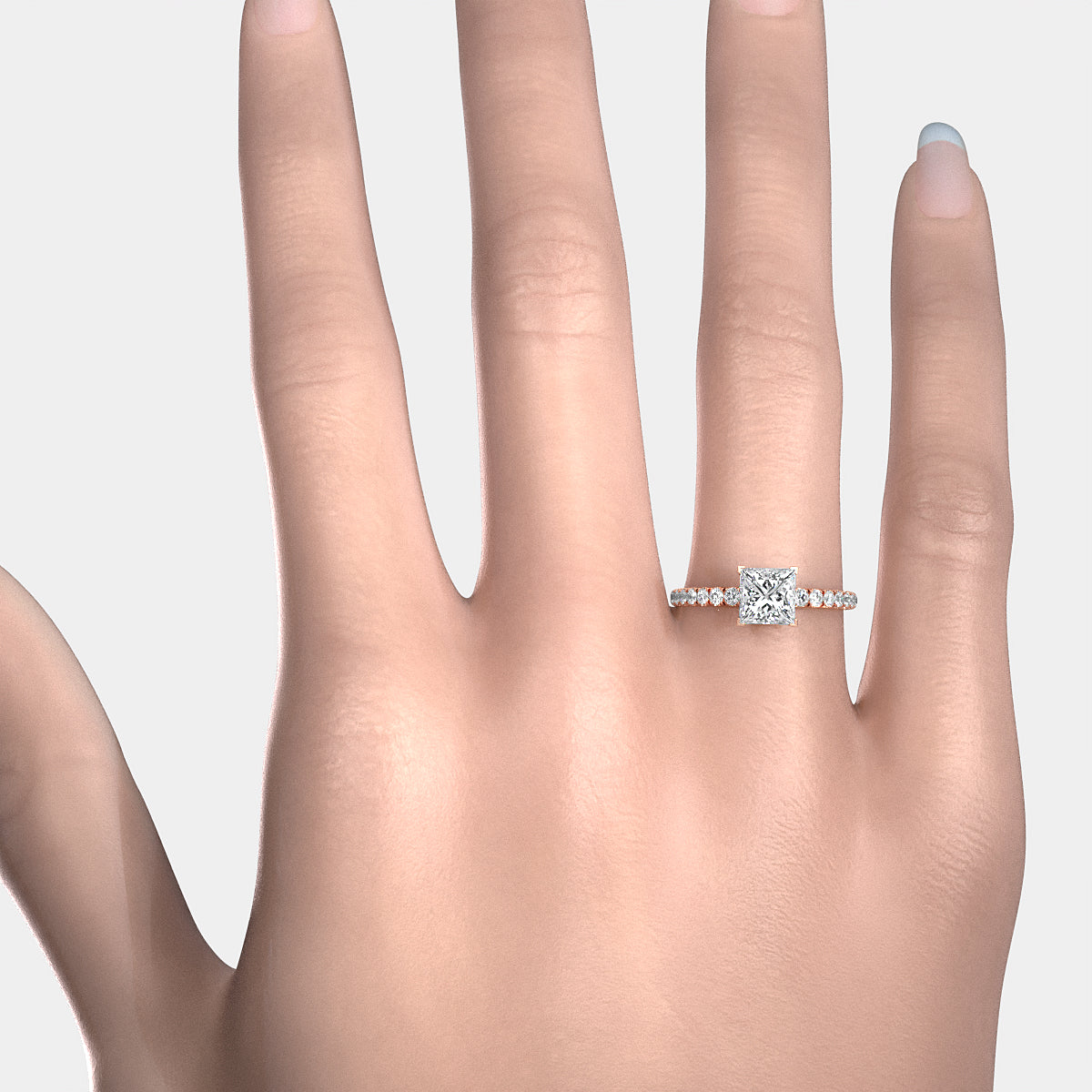 French U Pave Set Lab Grown Diamond Engagement Ring IGI Certified 1.50 Ctw.