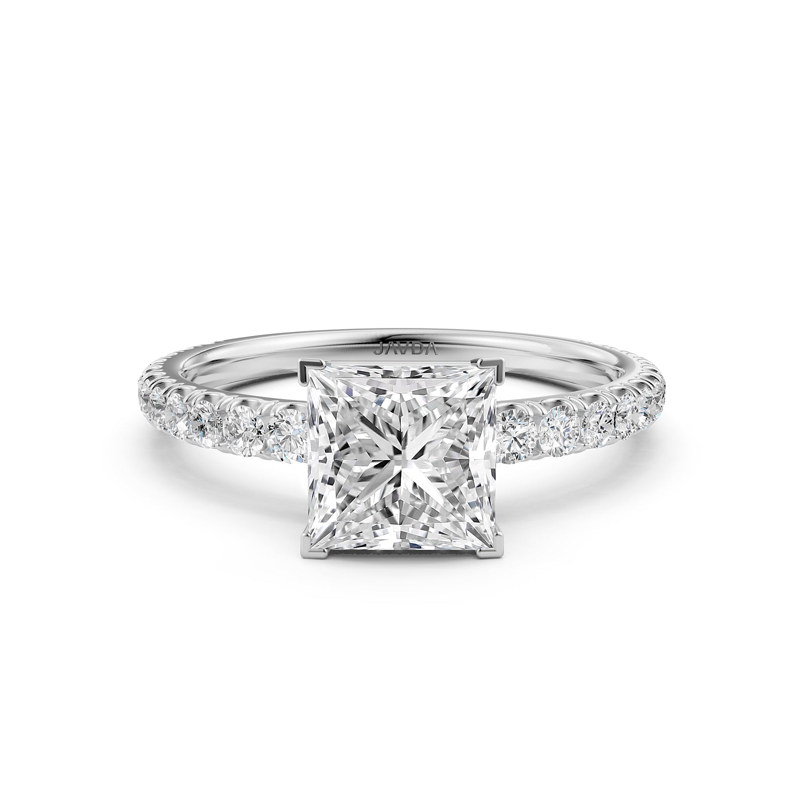 French U Pave Set Lab Grown Diamond Engagement Ring IGI Certified 1.50 Ctw.