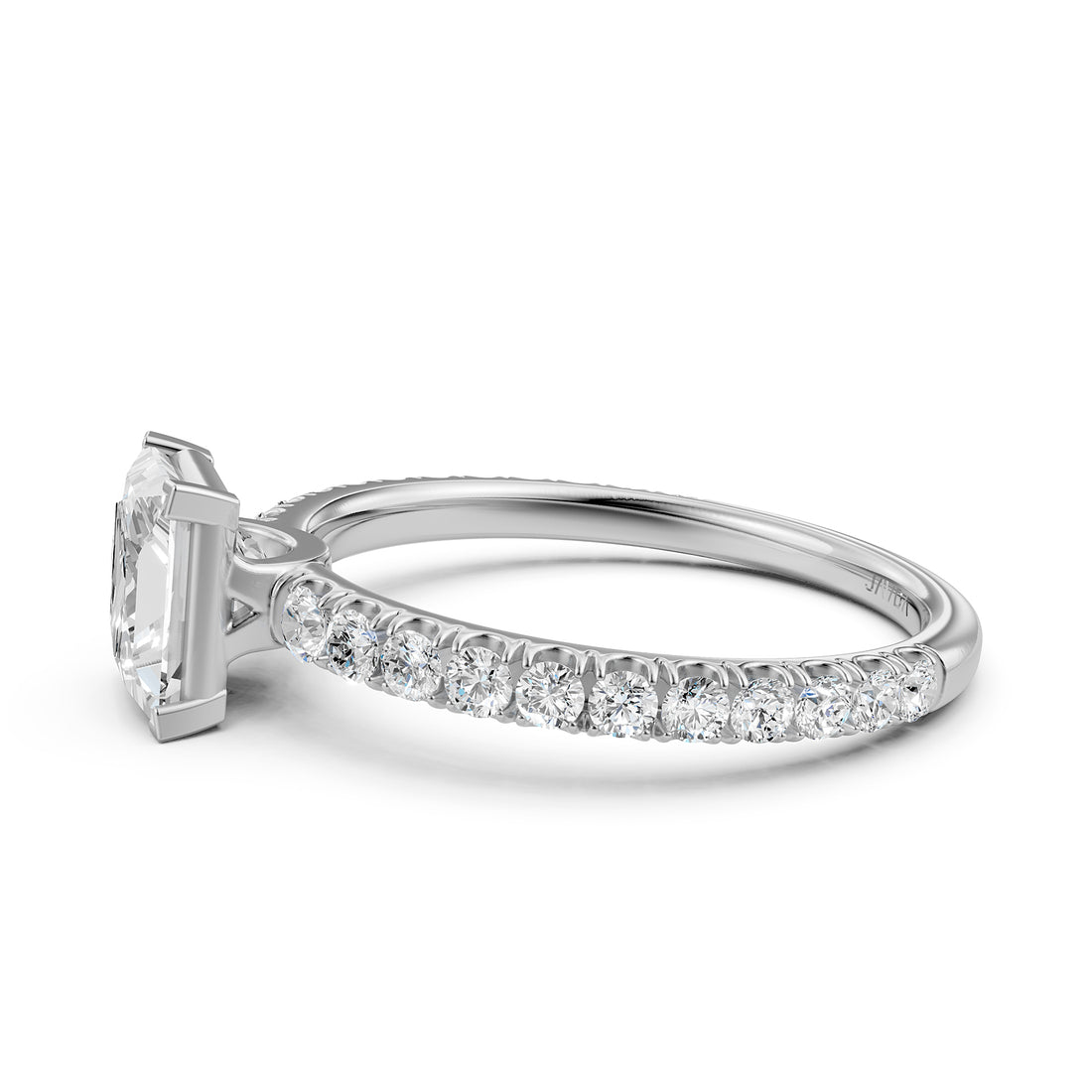 French U Pave Set Lab Grown Diamond Engagement Ring IGI Certified 1.50 Ctw.