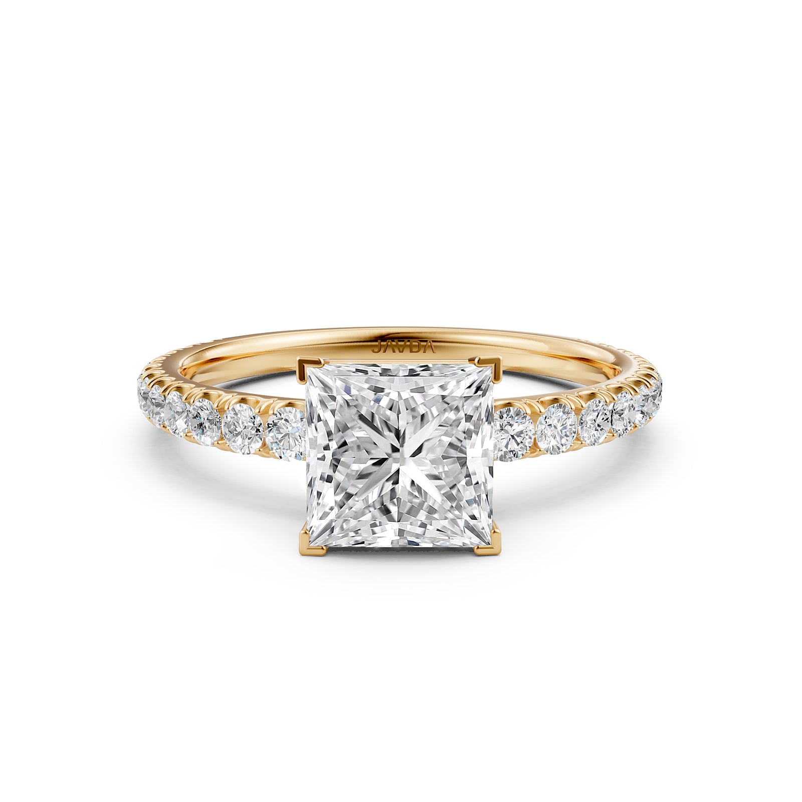 French U Pave Set Lab Grown Diamond Engagement Ring IGI Certified 1.50 Ctw.