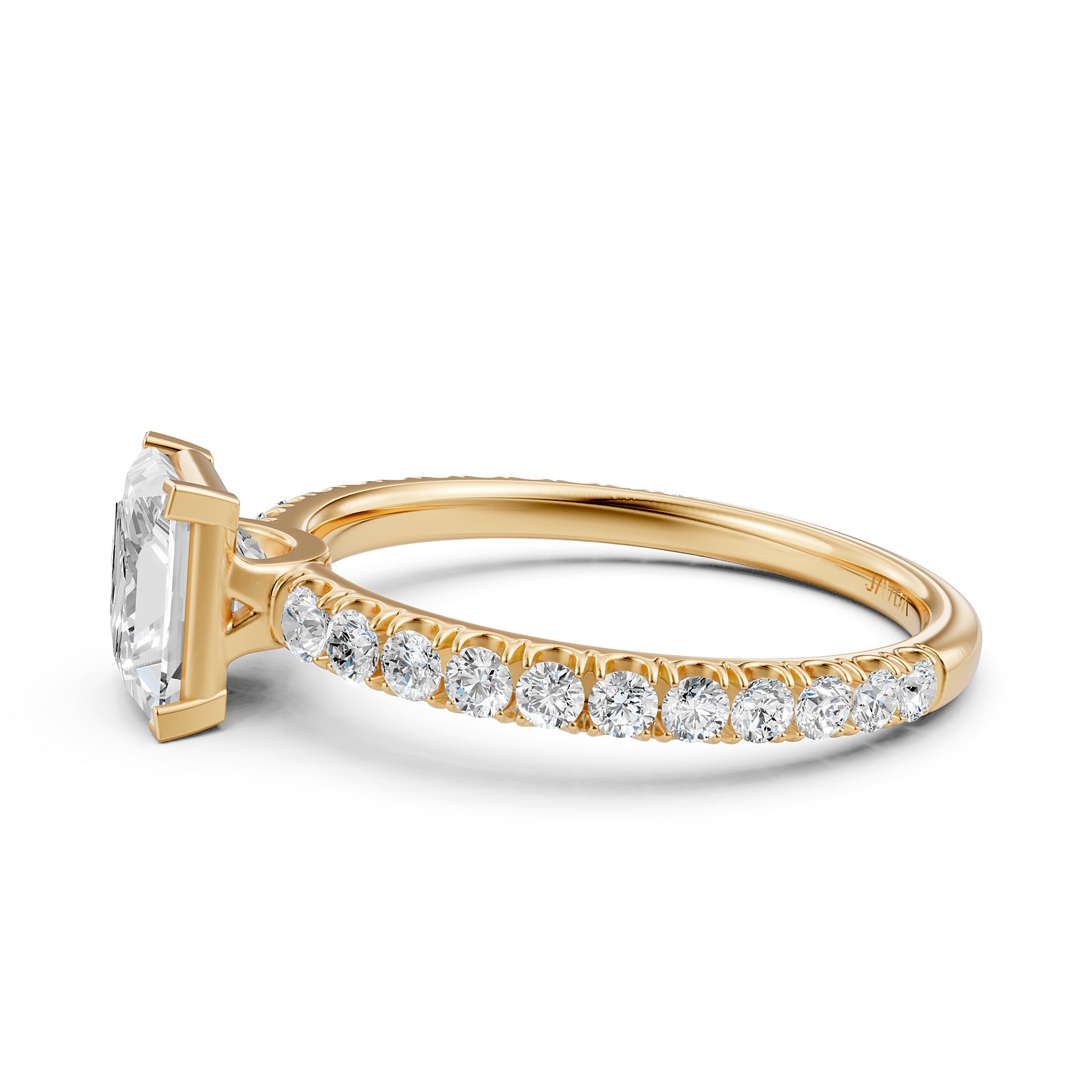 French U Pave Set Princess Lab Grown Diamond Engagement Ring