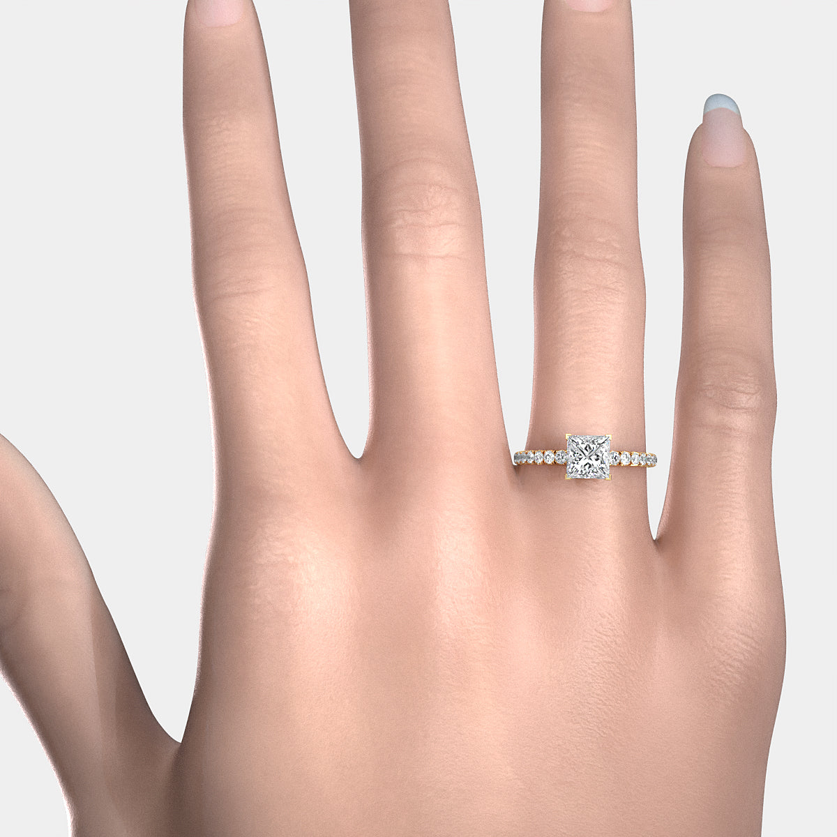 French U Pave Set Lab Grown Diamond Engagement Ring IGI Certified 1.50 Ctw.