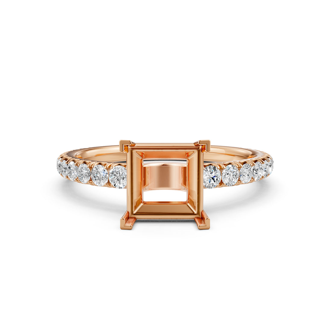 French U Pave Set Lab Grown Diamond Semi Mount Engagement Ring 0.50 Ct.