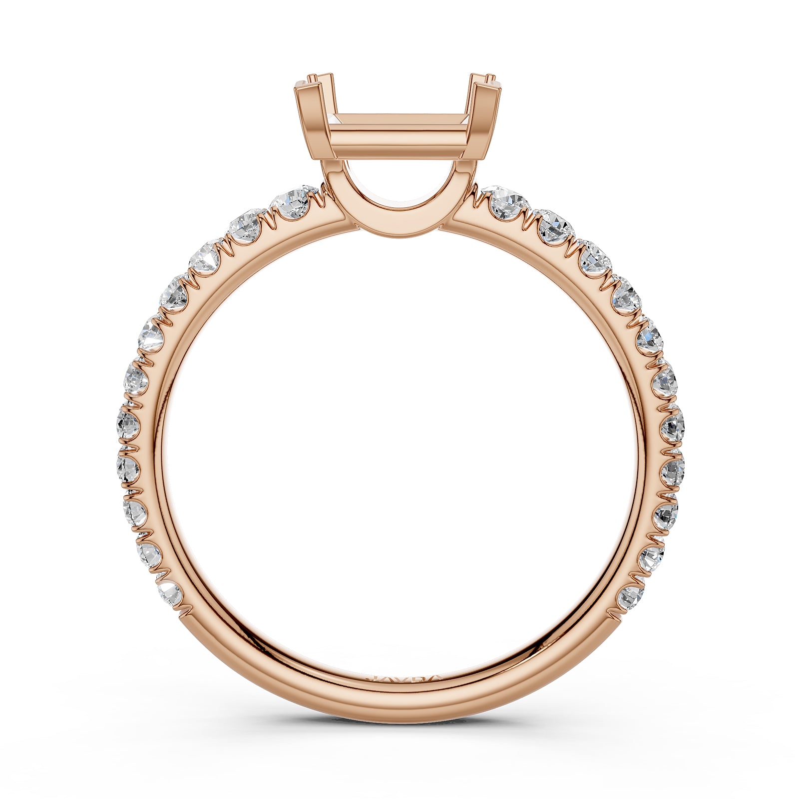 French U Pave Set Lab Grown Diamond Semi Mount Engagement Ring 0.50 Ct.