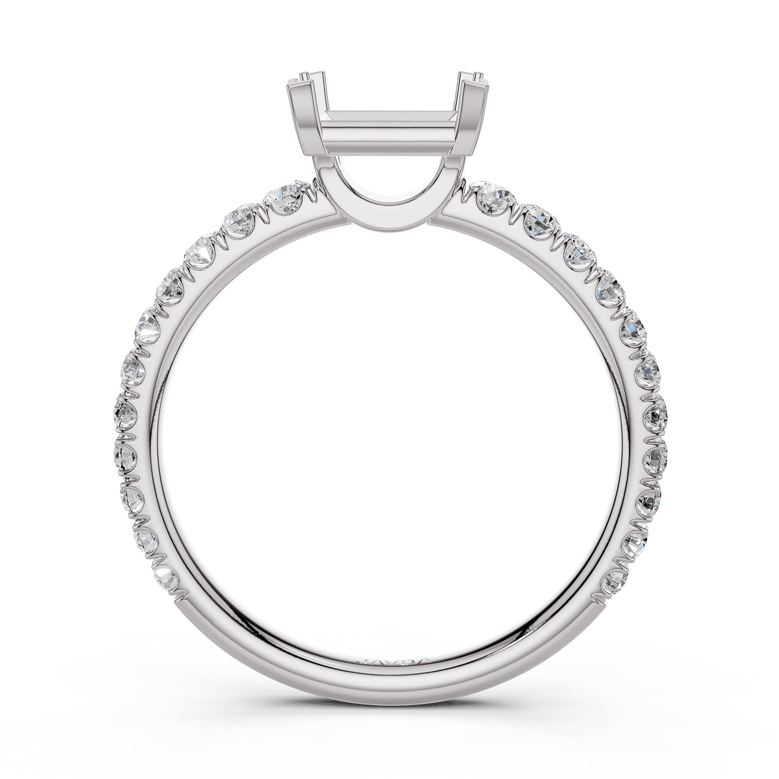 French U Pave Set Lab Grown Diamond Semi Mount Engagement Ring 0.50 Ct.