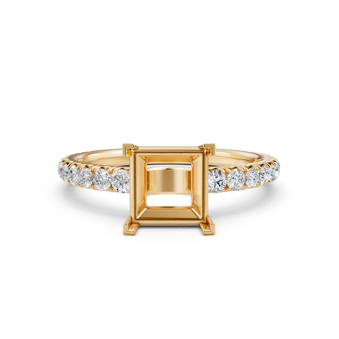 French U Pave Set Lab Grown Diamond Semi Mount Engagement Ring 0.50 Ct.