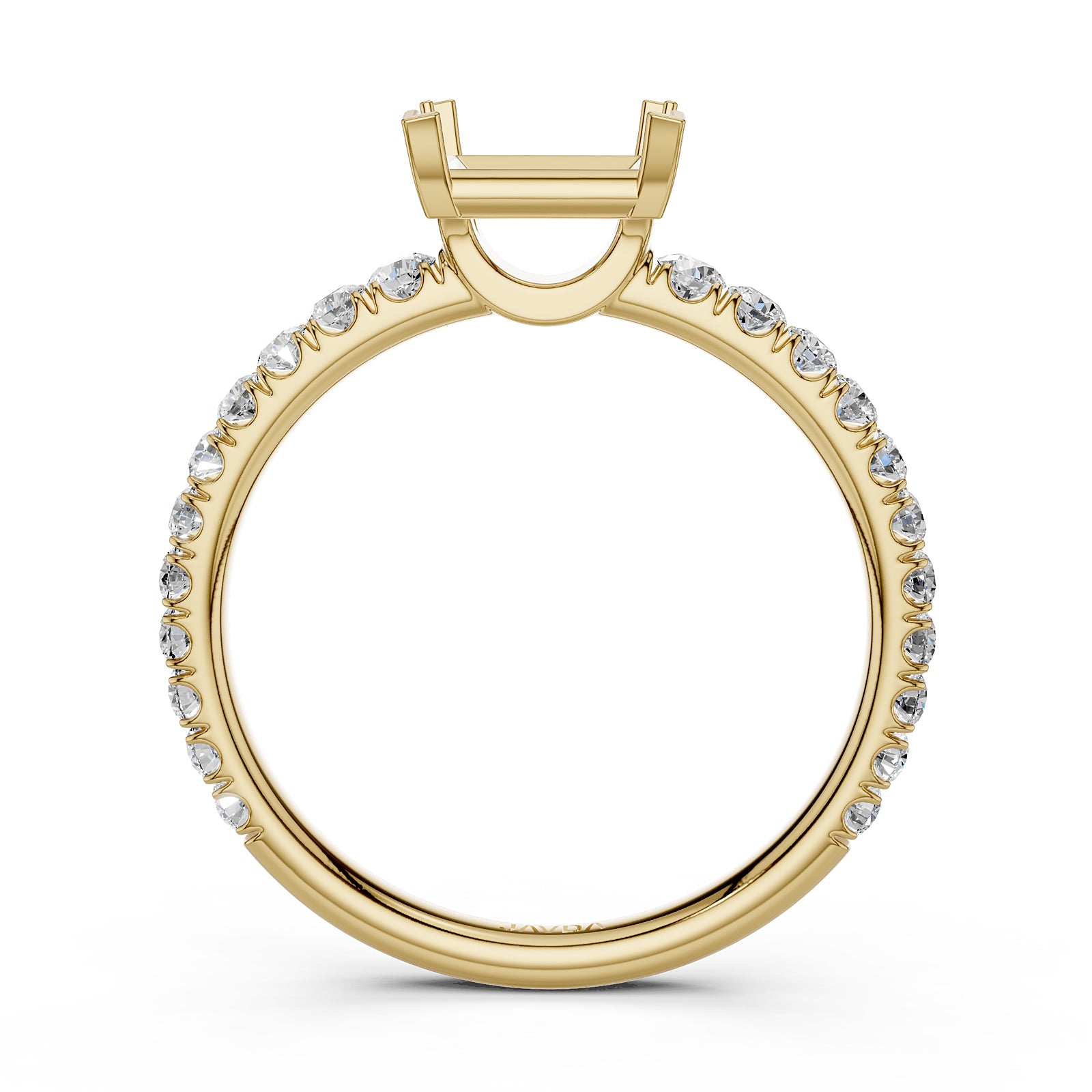 French U Pave Set Lab Grown Diamond Semi Mount Engagement Ring 0.50 Ct.